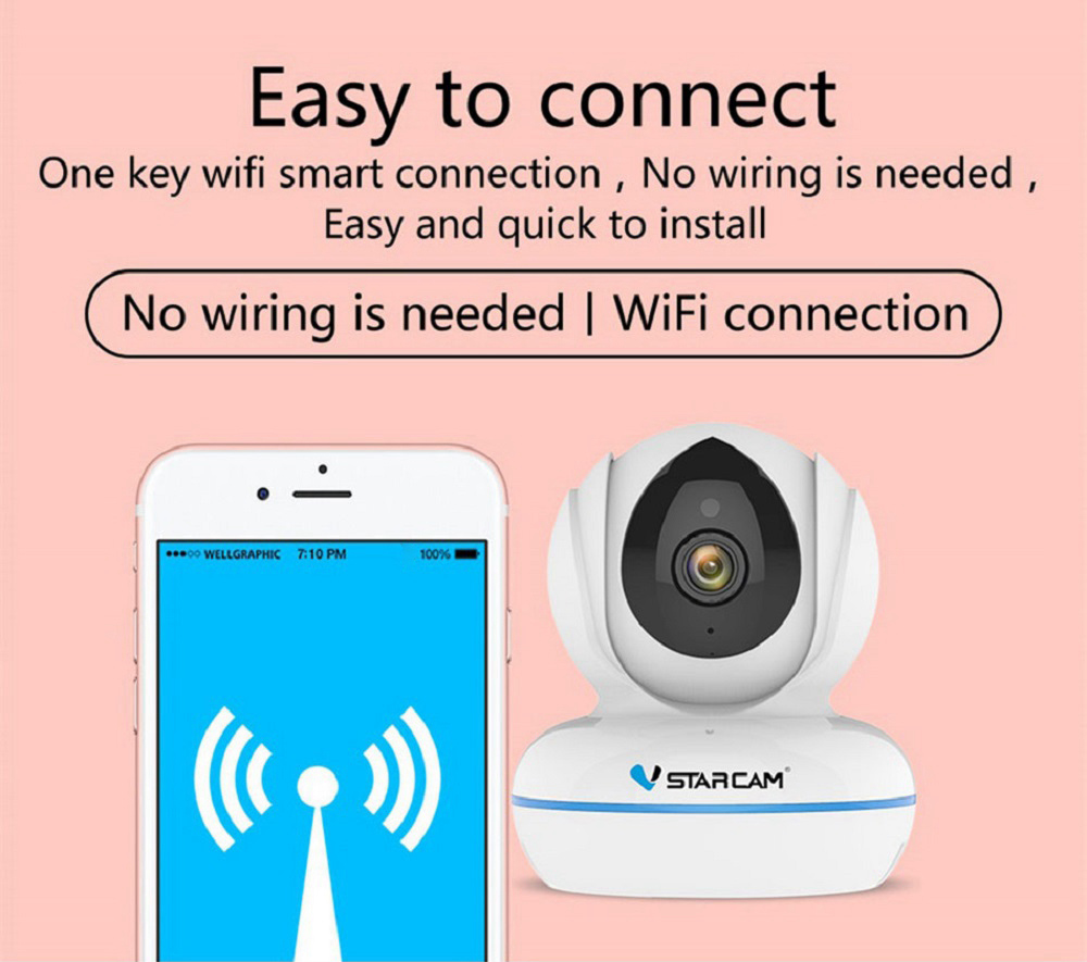 Vstarcam C22Q 4MP Full HD 2.4G/5G Wifi IP Camera Smart Monitor Camera H.265 Compression IP-CUT Onvif - White EU Plug