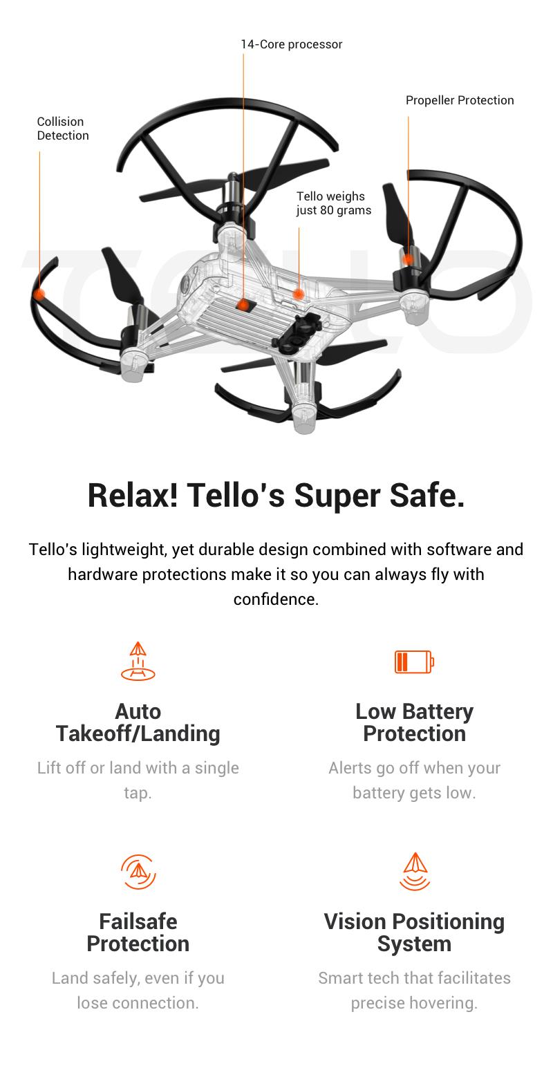 DJI Tello 5MP HD 720P Camera WIFI FPV RC Drone BNF - Fly More Combo