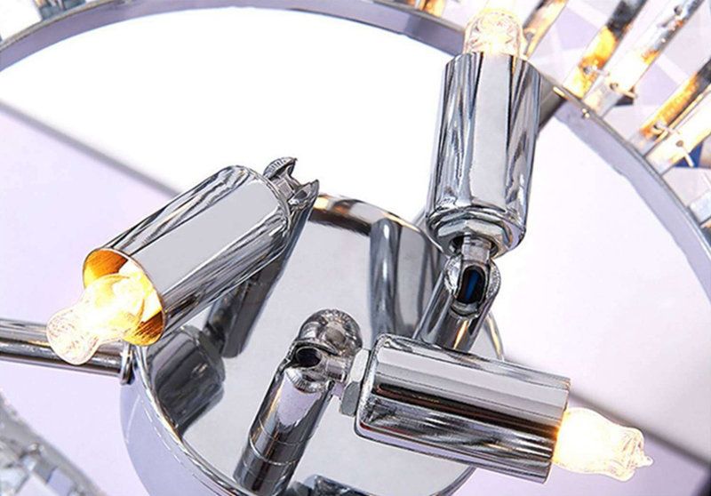 FUMAT TIFFANY Lamp Modern K9 Crystal Round Table Lamp Glass LED Lustre Lamp for Bedside Desk Lights - Silver