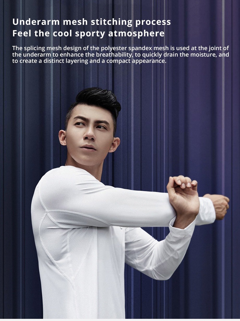 Xiaomi Uleemark Men Sports Long Sleeve Crew Neck T-shirt Moisture Wicking Classic Sweatshirt Size L - White