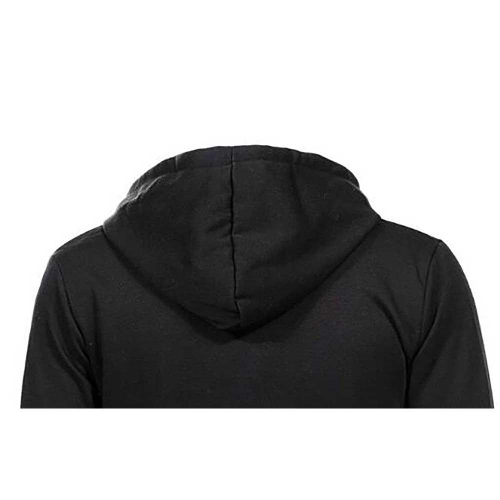 Men Autumn Zipper Hoodie Sweatshirt Outdoor Sports Style Leisure Loose Long-sleeve Coat Size M - Black