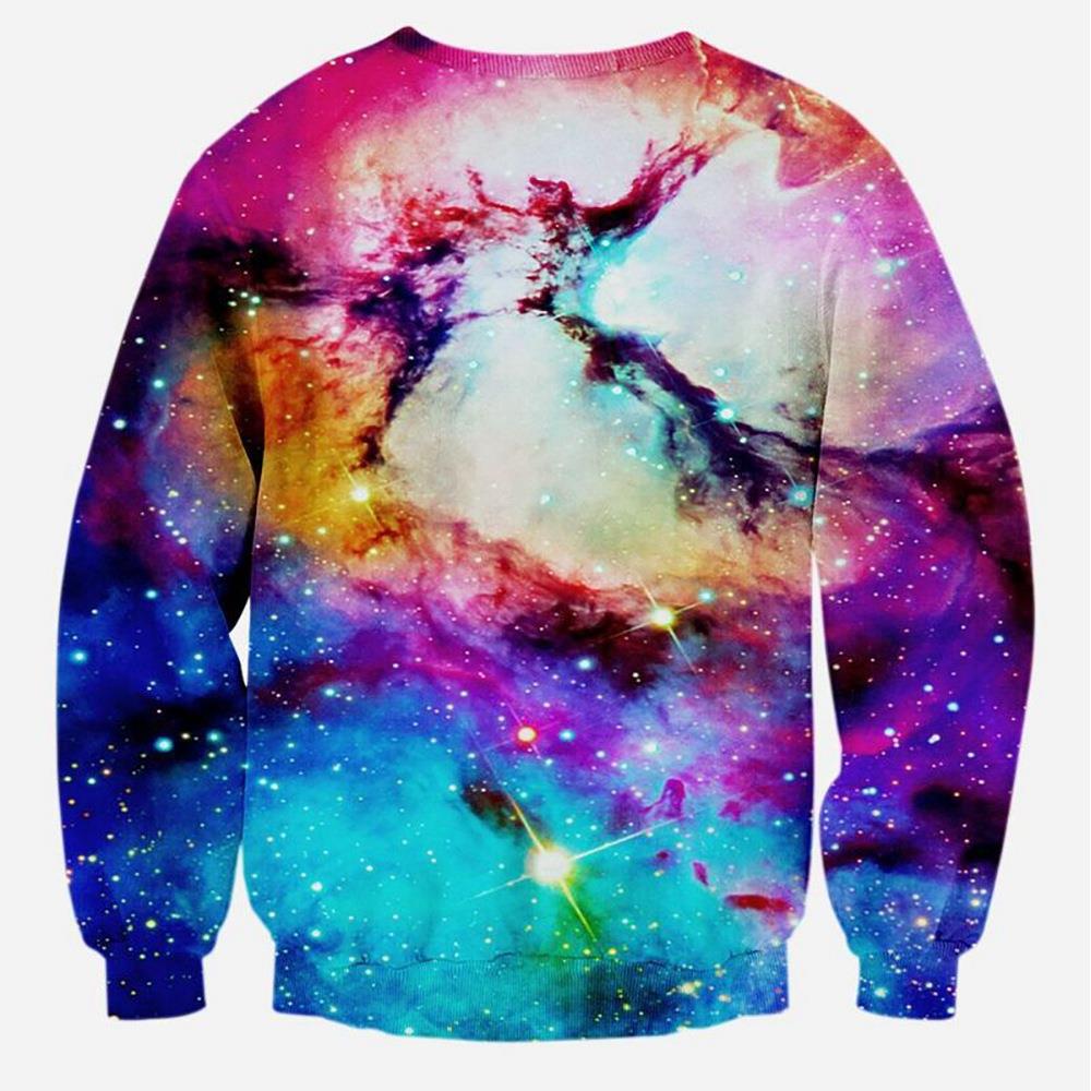 3D Digital Printed Starry Owl Pattern Unisex Cotton Crewneck Sweatshirt Size XL
