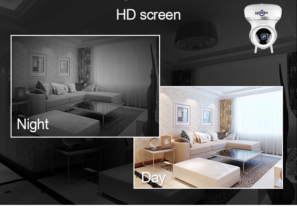 Hiseeu FE1 1080P 2MP Wifi IP Camera Video Surveillance P2P Home Security Dual-gain Antenna Cloud/TF Card Storage - White US Plug