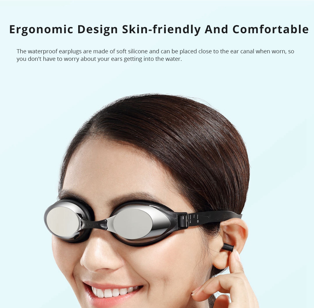 Xiaomi Yunmai Colorful HD Anti-fog Swim Goggles + Nose Clip + Ear Plugs Set - Bright Gold