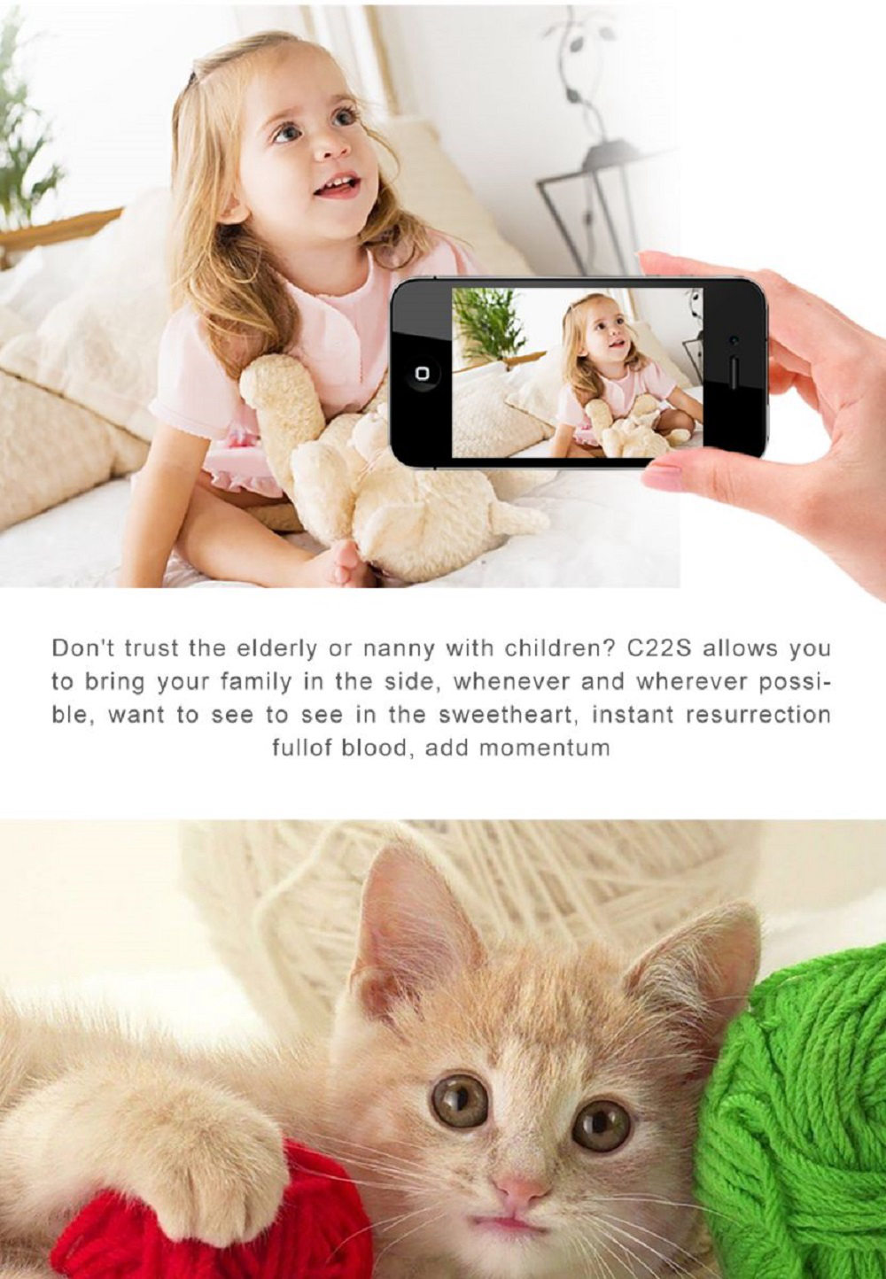 Vstarcam C22S 1080P Wifi IP Camera Infrared Night Vision Monitor Video Two-Way Audio - White US Plug