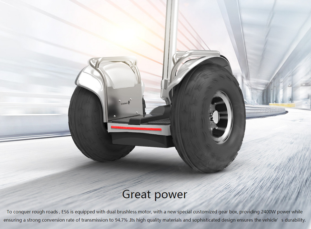 ESWING ES6+ City Electric Two-wheel Scooter Off Road Type 19 Inch Tire Buit-in GPS With Bluetooth APP Control - Silver