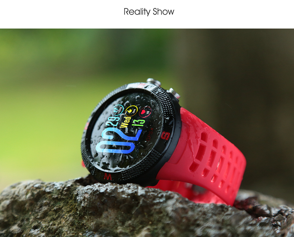 DTNO.I NO.1 F18 Sports Smartwatch 1.3 Inch TFT Touch Screen Bluetooth 4.2 IP68 Built-in GPS Heart Rate Monitor Call Message Reminder - Black