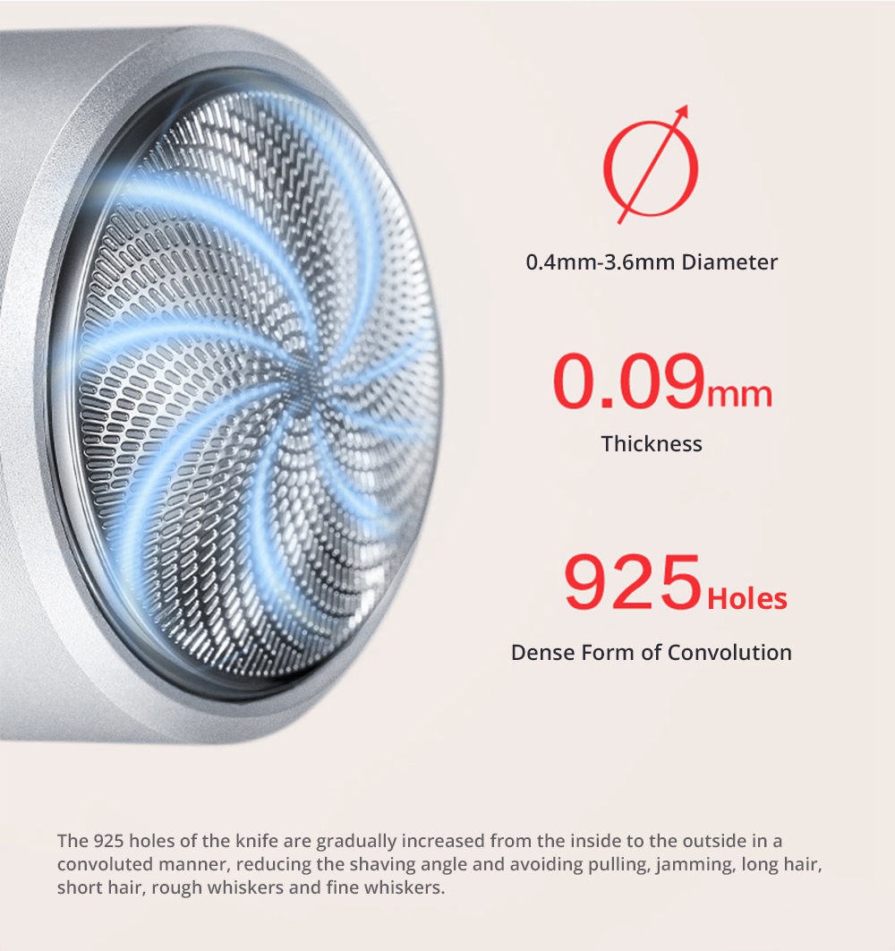 Xiaomi Xumei Turbine Electric Shaver Three Blades IPX7 Water Resistant USB Charging 4500 rpm High-Speed Motor - Black