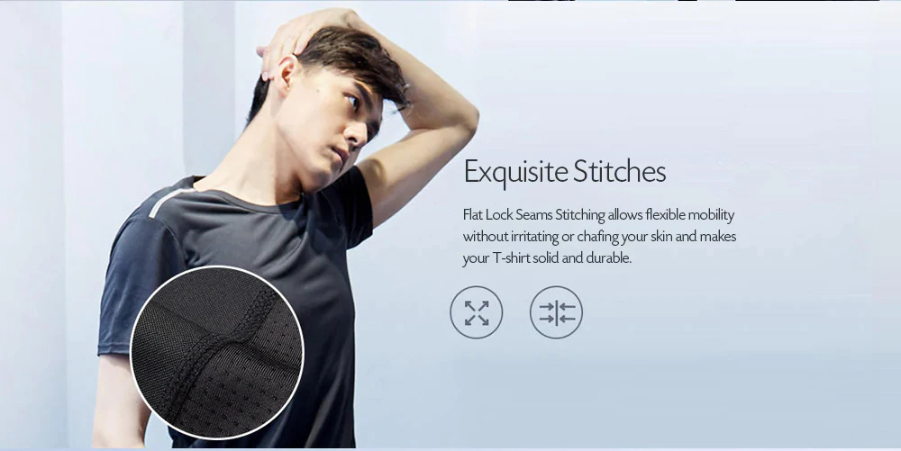 Xiaomi Youpin Round Collar Sports T-shirt Breathable Quick-drying Reflective Size L - Black