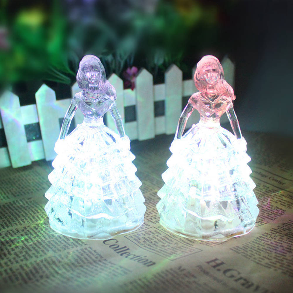 Colourful Princess Shaped LED Night Lamp Acrylic Night Light for Bedroom - Multi-color