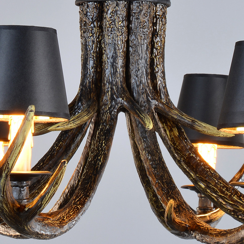 European Antique Antlers Chandelier American Country Simple Retro Craft Art Branch Ceiling Light for Restaurant - Brown