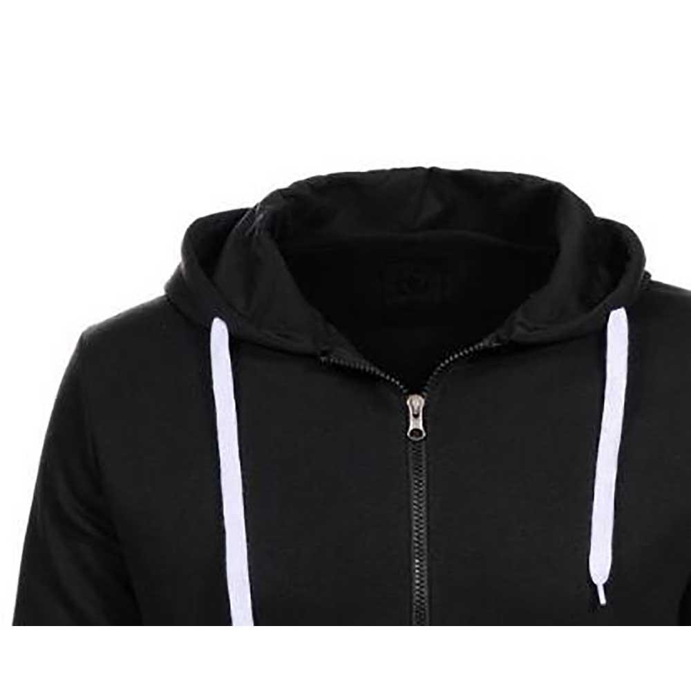 Men Autumn Zipper Hoodie Sweatshirt Outdoor Sports Style Leisure Loose Long-sleeve Coat Size M - Black
