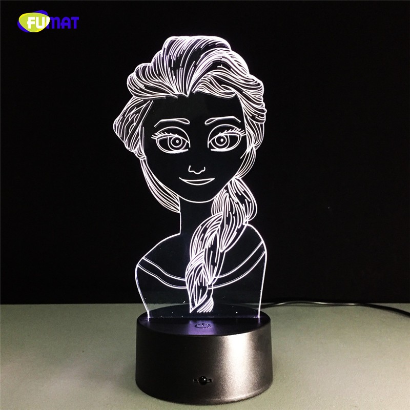 FUMAT Elsa Snow Queen Shaped 3D Lamp LED Night Lamp Table Lamp for Bedroom Bedside - Multi-color