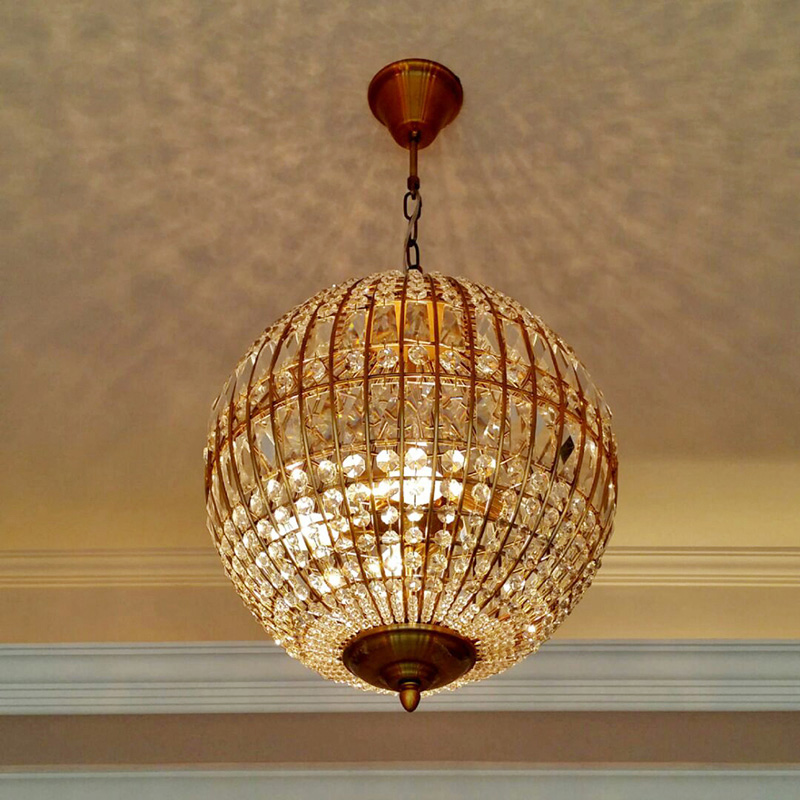 FUMAT American Style Round Crystal Chandelier Light Lustre K9 Hanging Ring Lamp for Living Room Dining Room Artistic - Gold