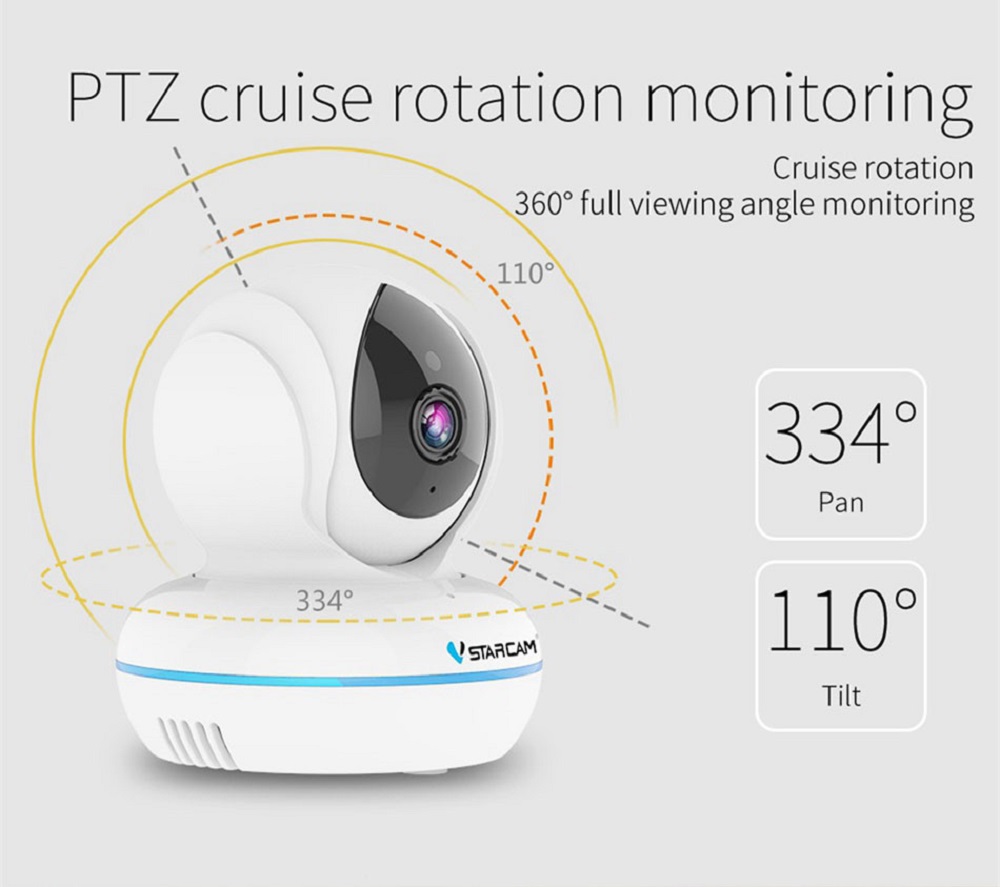 Vstarcam C22Q 4MP Full HD 2.4G/5G Wifi IP Camera Smart Monitor Camera H.265 Compression IP-CUT Onvif - White EU Plug