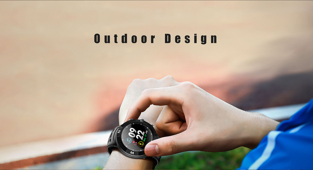 DTNO.I NO.1 F18 Sports Smartwatch 1.3 Inch TFT Touch Screen Bluetooth 4.2 IP68 Built-in GPS Heart Rate Monitor Call Message Reminder - Black