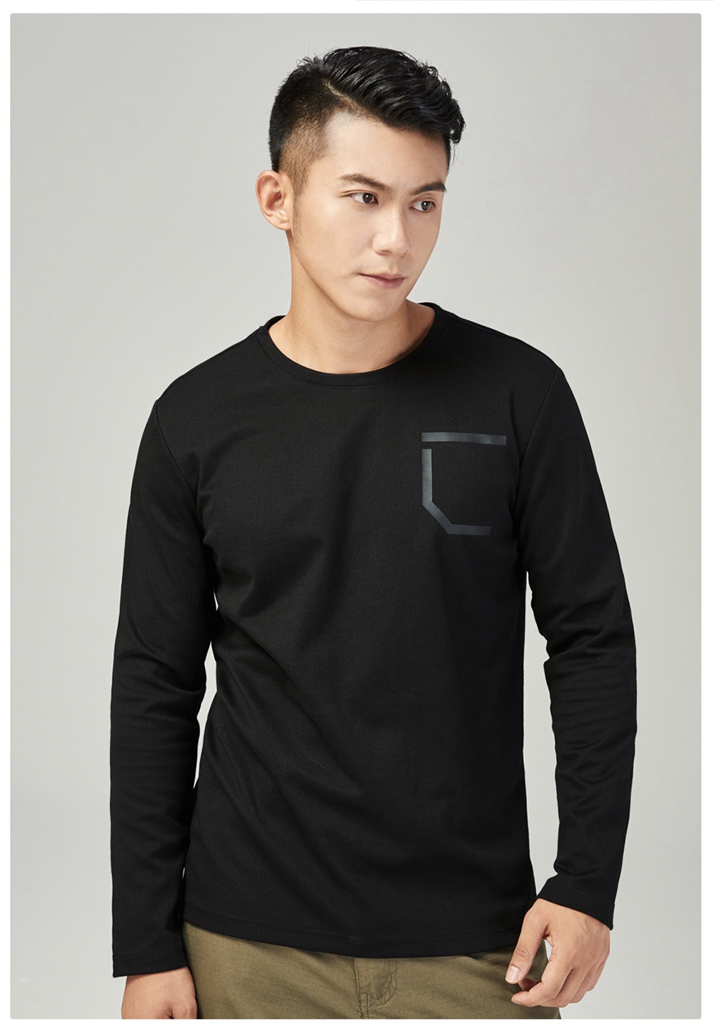 Xiaomi Uleemark Men Long Sleeve Crew Neck T-shirt Moisture Wicking Classic Sweatshirt Size S - Black