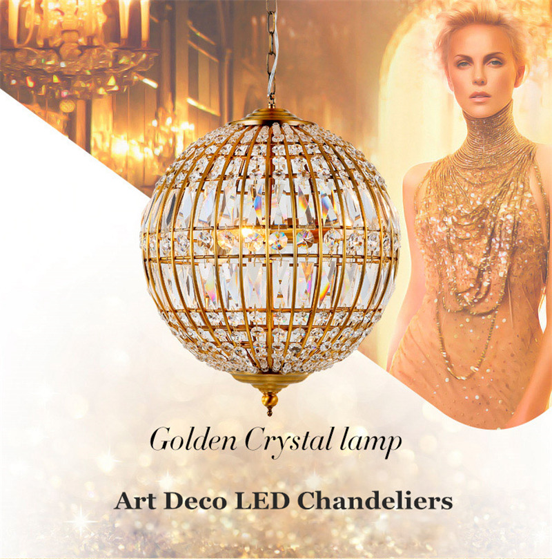 FUMAT American Style Round Crystal Chandelier Light Lustre K9 Hanging Ring Lamp for Living Room Dining Room Artistic - Gold