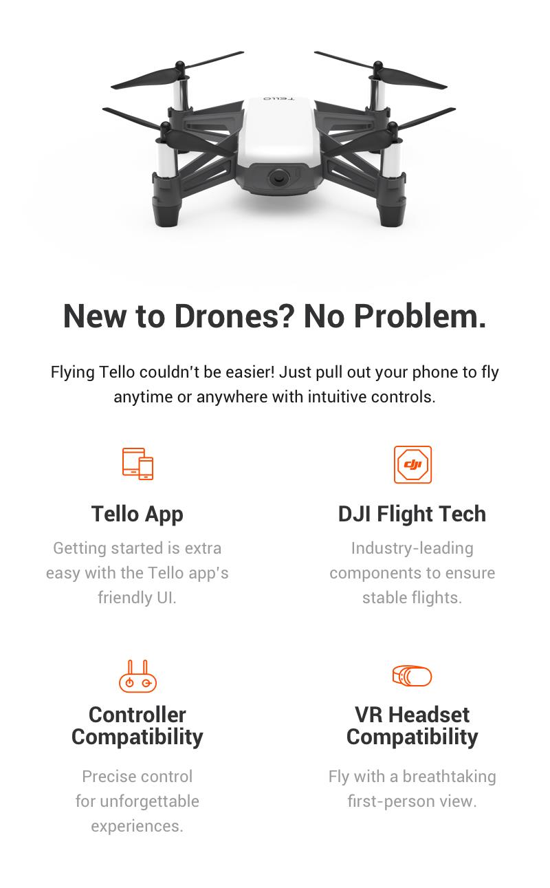 DJI Tello 5MP HD 720P Camera WIFI FPV RC Drone BNF - Fly More Combo