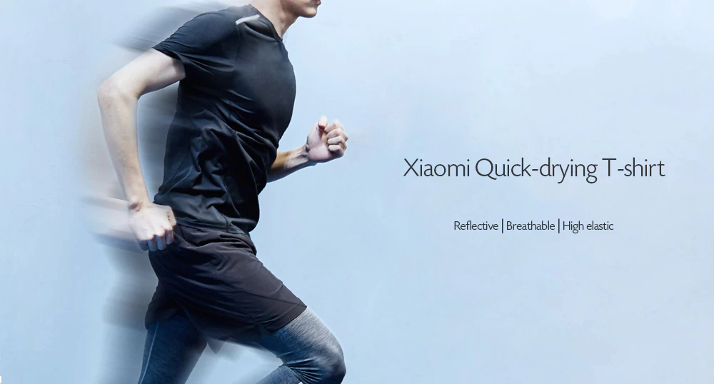 Xiaomi Youpin Round Collar Sports T-shirt Breathable Quick-drying Reflective Size L - Black