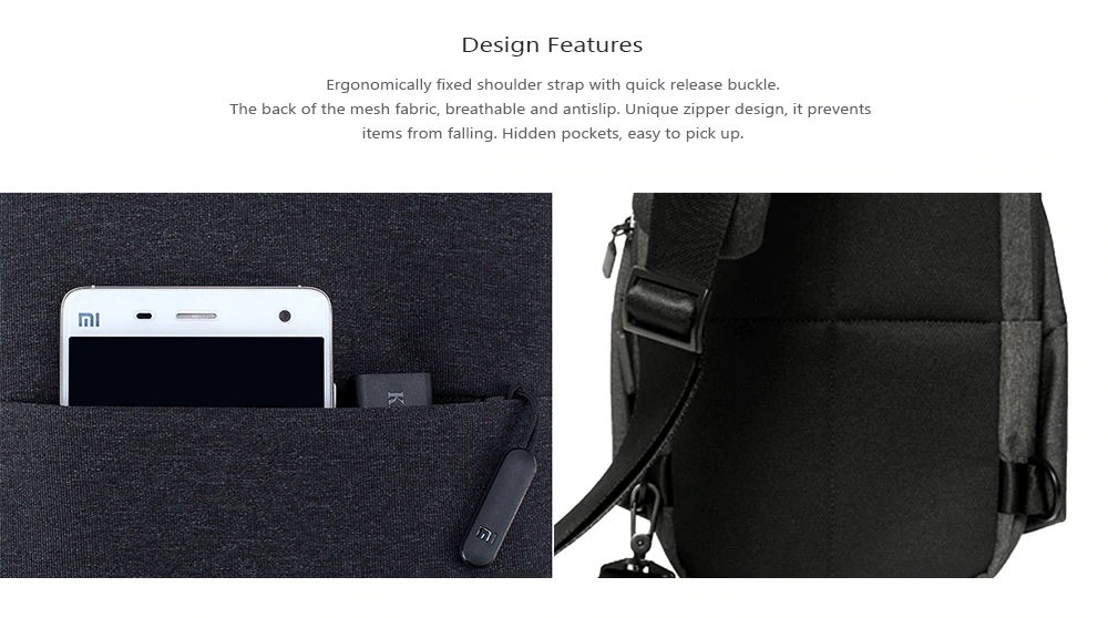 Xiaomi Slant Cross-Bag Urban Casual Shoulder Bag - Light Gray