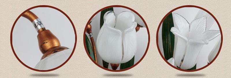 FUMAT TIFFANY Lamp European Modern Style Tulip Flower Wall Sconces Lamp Art Decor Lighting For Bedroom Bedside - White