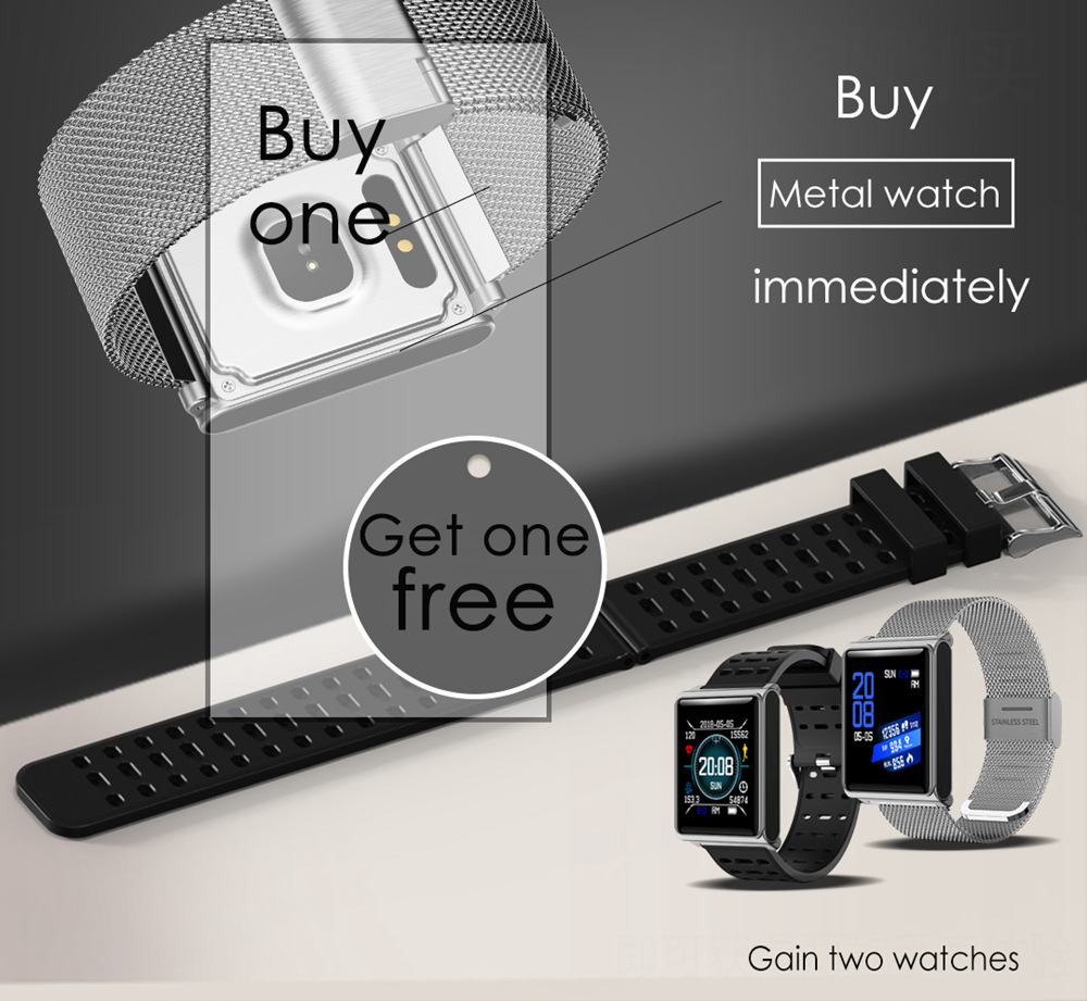 Makibes CK02 Smartwatch 1.3 Inch TFT Screen Fitness Tracker Blood Pressure Heart Rate Monitor IP67 Waterproof - Silver