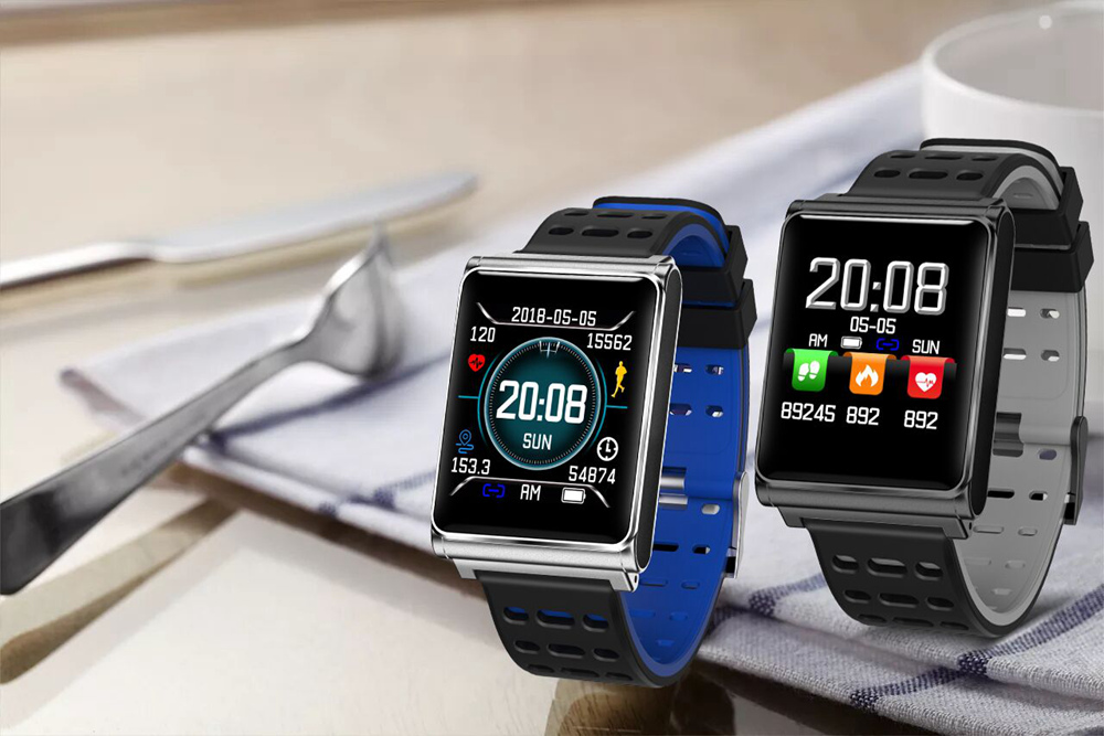 Makibes CK02 Smartwatch 1.3 Inch TFT Screen Fitness Tracker Blood Pressure Heart Rate Monitor IP67 Waterproof - Silver