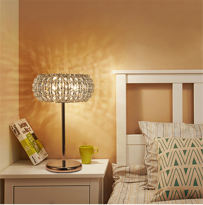 FUMAT TIFFANY Lamp Modern K9 Crystal Round Table Lamp Glass LED Lustre Lamp for Bedside Desk Lights - Multi-color