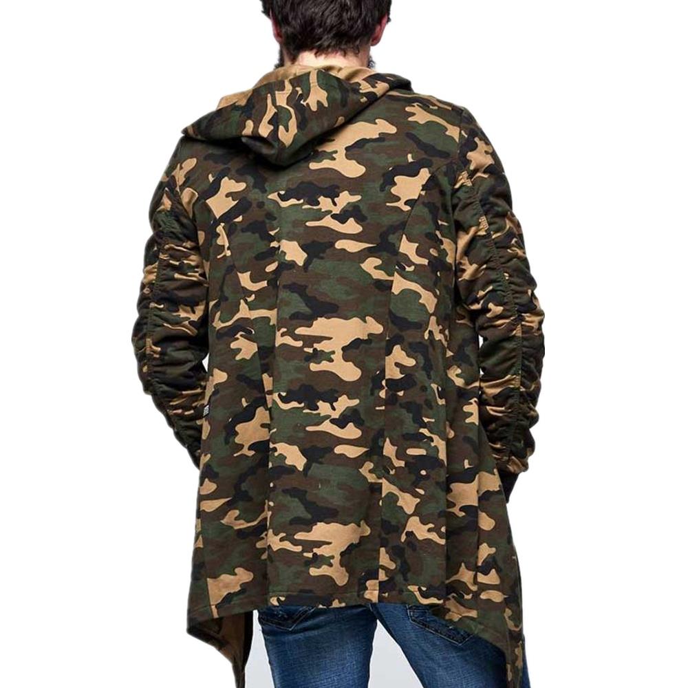 Male New Fashion Mens Slim Fit Pullover Sport Camouflage Hoodies Casual Cotton Wind Coat Size L - Army Green