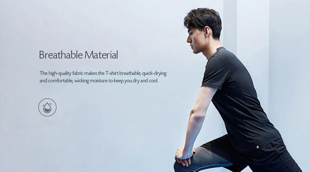 Xiaomi Youpin Round Collar Sports T-shirt Breathable Quick-drying Reflective Size L - Black
