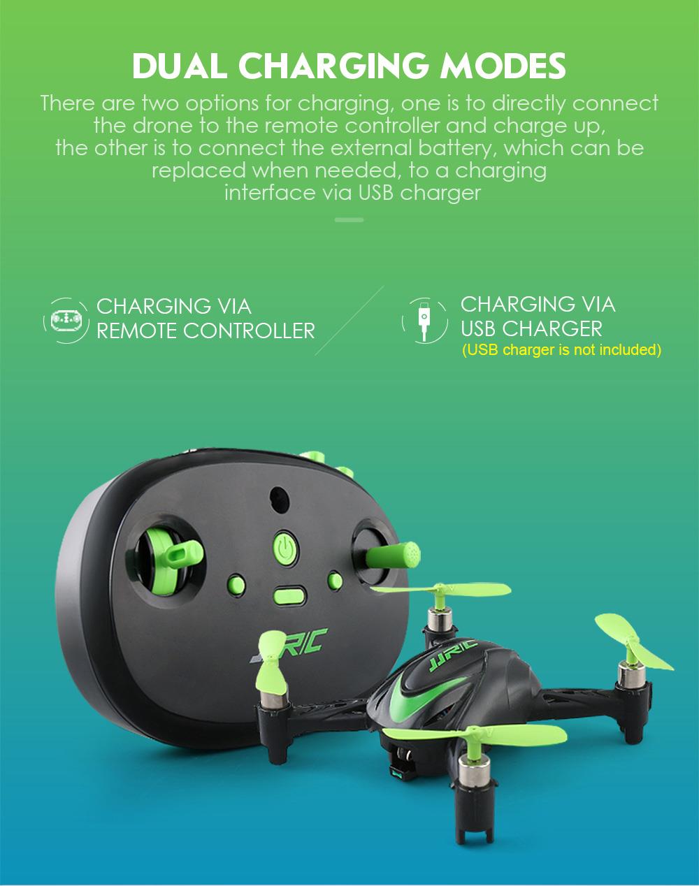 JJRC H48 Mini 2.4G 4CH 6Axis Gyro 3D Flips Dual Charing Modes RC Quadcopter RTF Green - Two Battery
