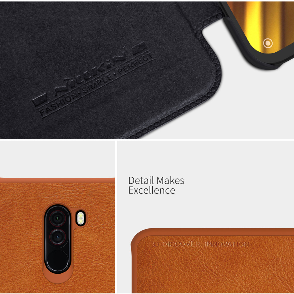NILLKIN Protective Leather Phone Case for Xiaomi Pocophone F1/Poco F1 Protective Back Cover - Brown
