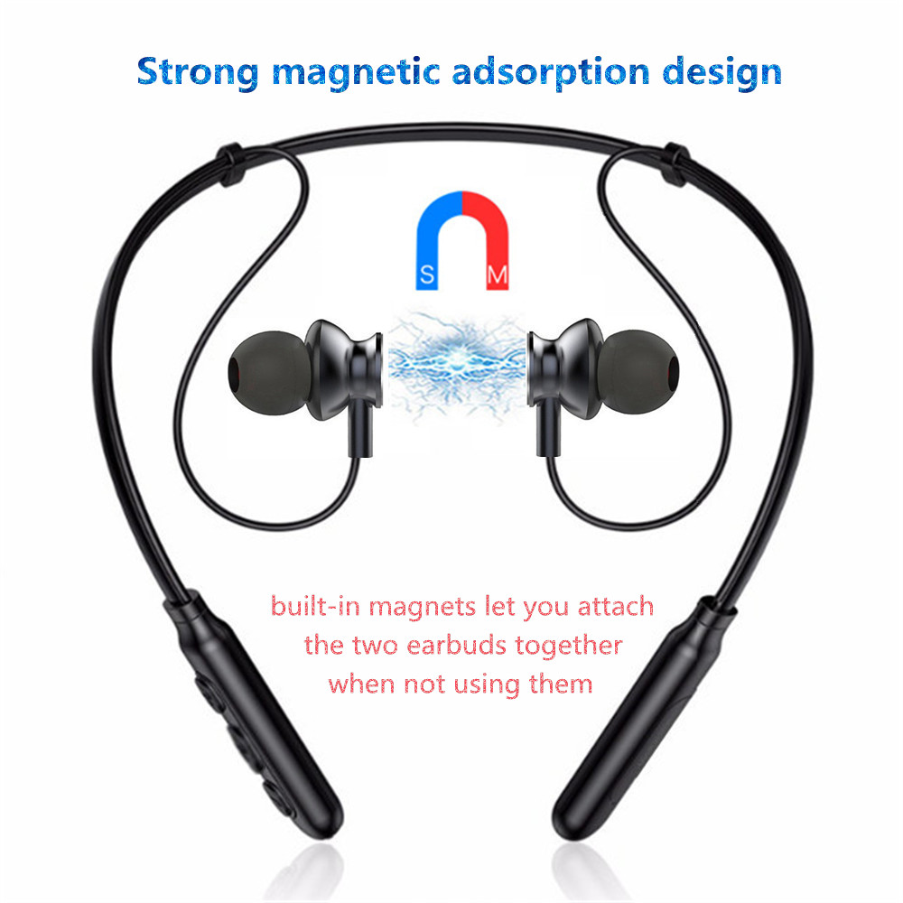 Binai B22S Neckband Wireless Bluetooth Earphone Magnetic Sports Waterproof - Black