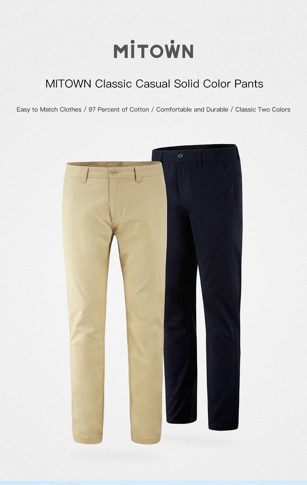 Xiaomi Youpin Classic Casual Comfortable Solid Color Cotton Pants Size 3XL - Khaki