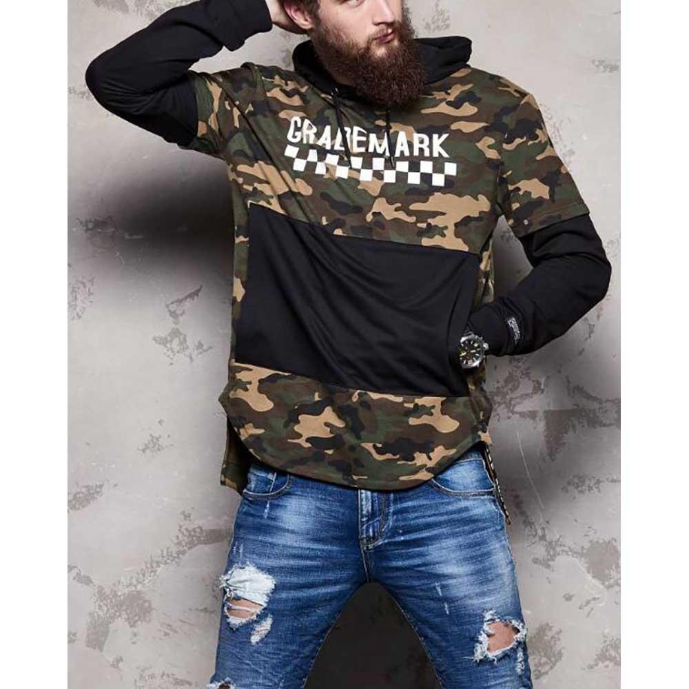 Male New Fashion Mens Slim Fit Pullover Sport Camouflage Hoodies Casual Cotton Sweatershirt Size M - Army Green