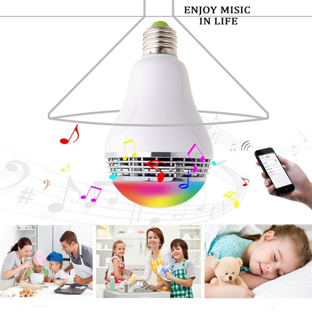Bluetooth Speaker LED E27 Smart Bulb APP Control Multicolore Colorful LED Speaker - White