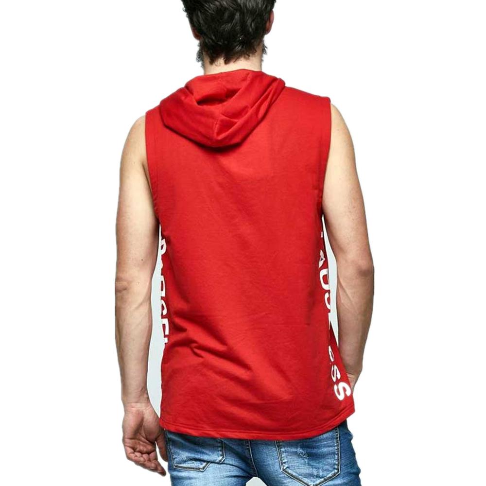 Men Pullover Fashion Design Sleeveless Hoodies For Men Outerwear Hoodies Size M - Red