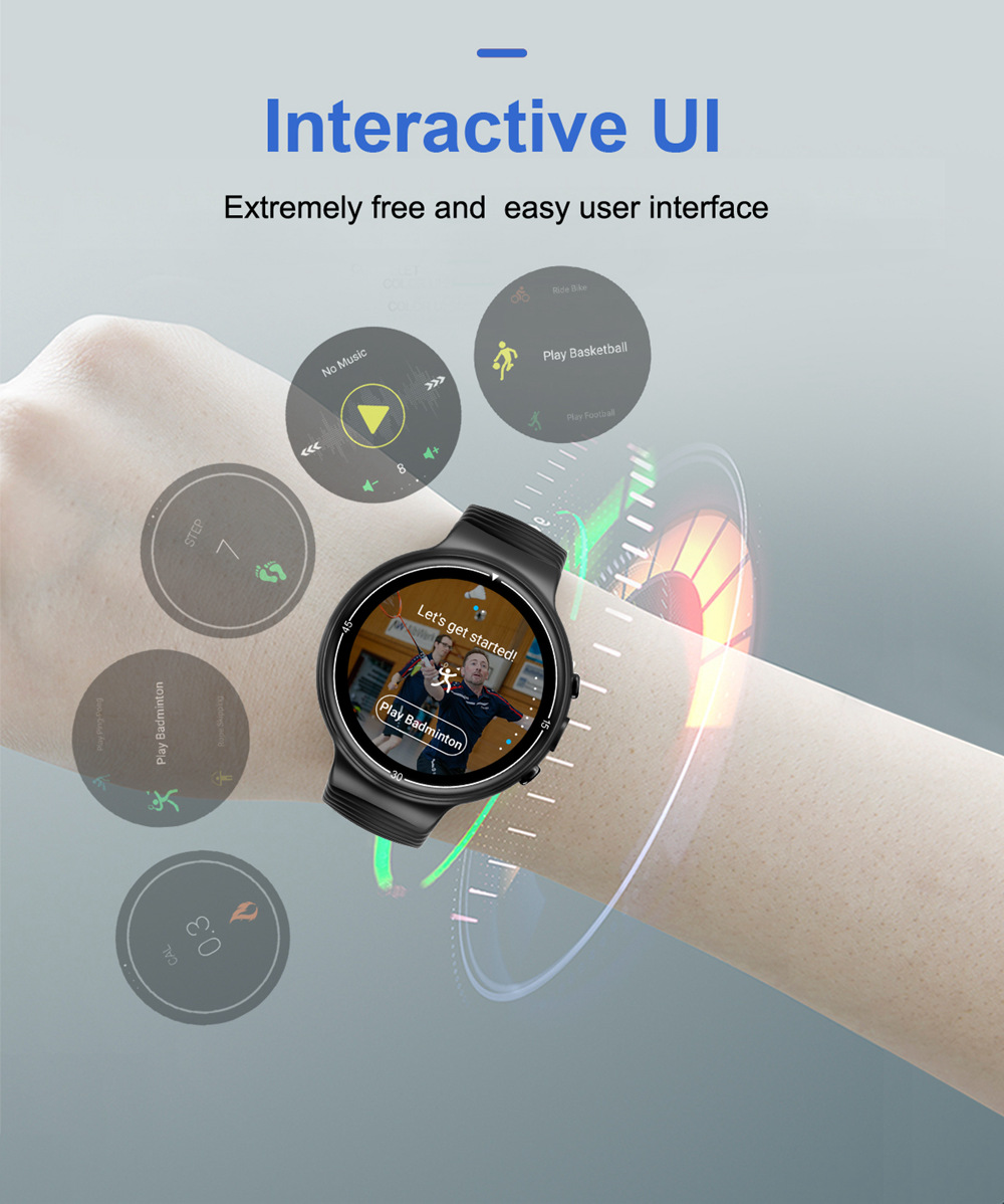 Makibes MK02 4G Smartwatch Phone Android 7.0 MTK6737 Quad Core 1G RAM 16G ROM GPS WiFi Heart Rate Video - Black