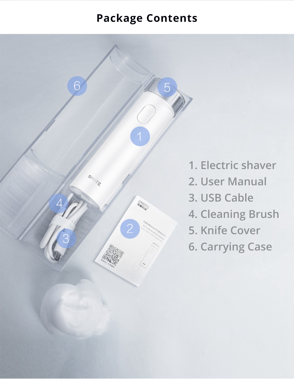 Xiaomi Xumei Turbine Electric Shaver Three Blades IPX7 Water Resistant USB Charging 4500 rpm High-Speed Motor - Black