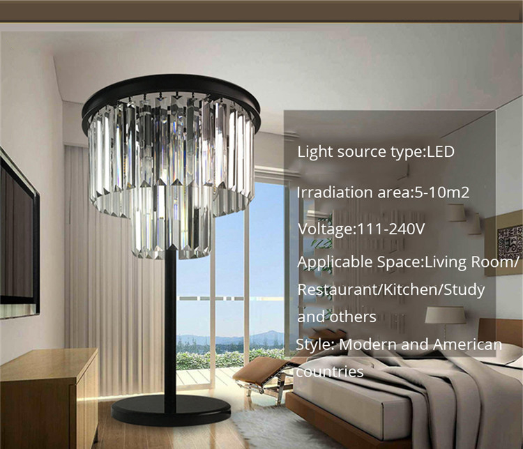 FUMAT Table Lamp Dual Layers K9 Crystal Lustre Luxury Table Lights Desk Lamp Bedside Decoration Lights for Living Room Bedroom - Amber