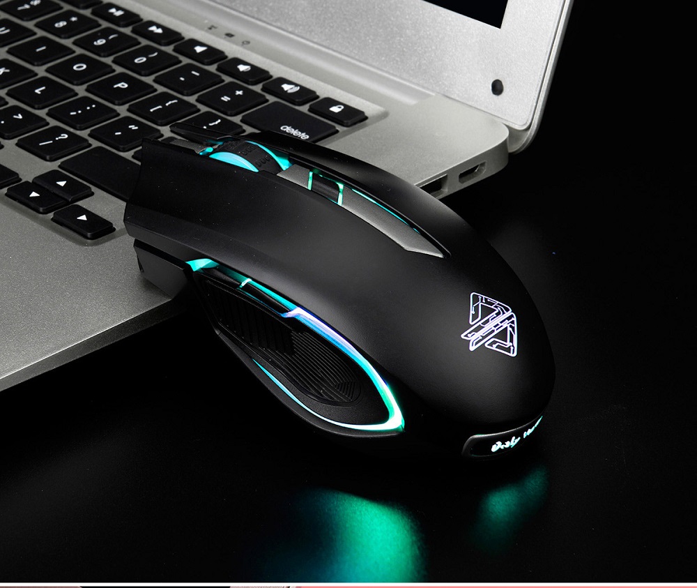 Ajazz AJ302 Pro 2.4G Wireless/Wired Dual Mode Gaming Mouse RGB Colorful Lighting 5000DPI - Black
