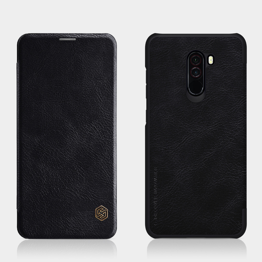 NILLKIN Protective Leather Phone Case for Xiaomi Pocophone F1/Poco F1 Protective Back Cover - Black