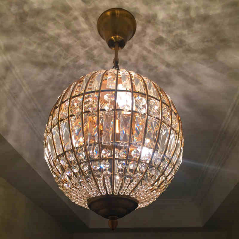 FUMAT American Style Round Crystal Chandelier Light Lustre K9 Hanging Ring Lamp for Living Room Dining Room Artistic - Gold