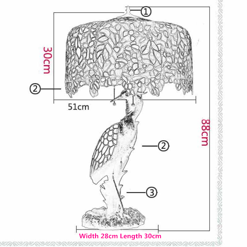 FUMAT TIFFANY Lamp European Classic Stained Glass Bird Resin Table Lamp Luxury Glass Desk Lamp for Living Room Bedroom -