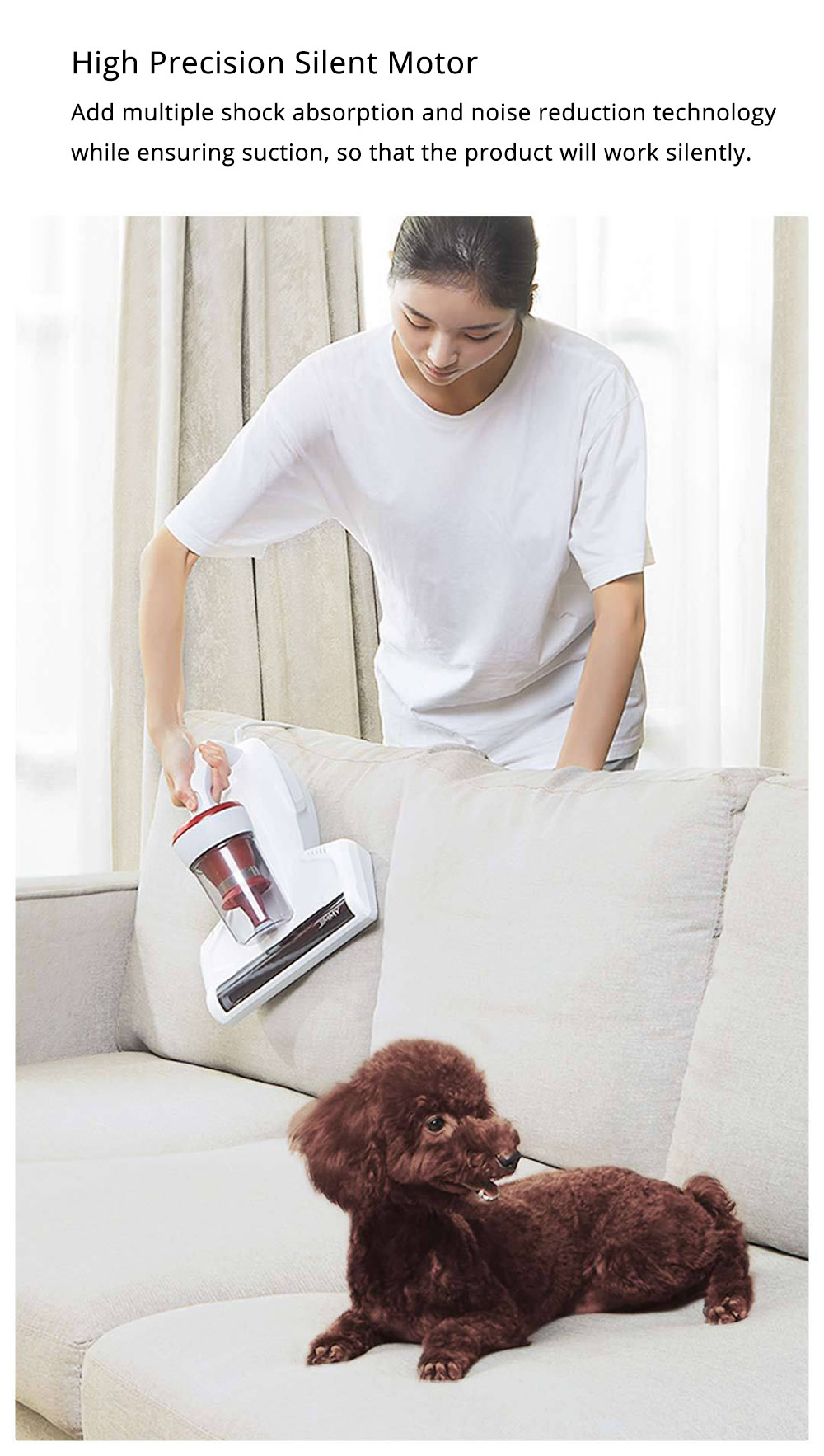 Xiaomi JIMMY JV11 Handheld Anti-mite Vacuum Cleaner Powerful Tapping Noise Reduction UV Sterilization - White
