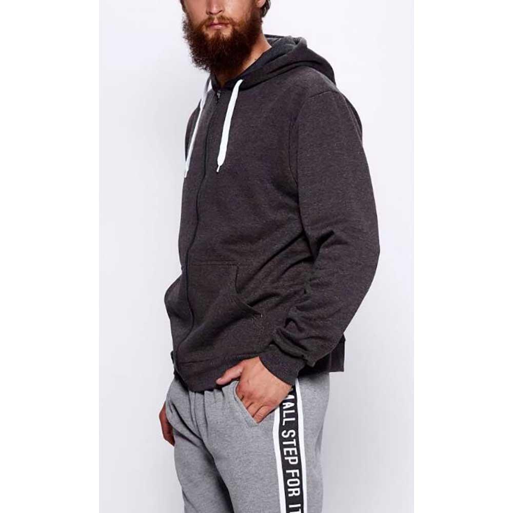 Men Autumn Zipper Hoodie Sweatshirt Outdoor Sports Style Leisure Loose Long-sleeve Coat Size S - Dark Gray