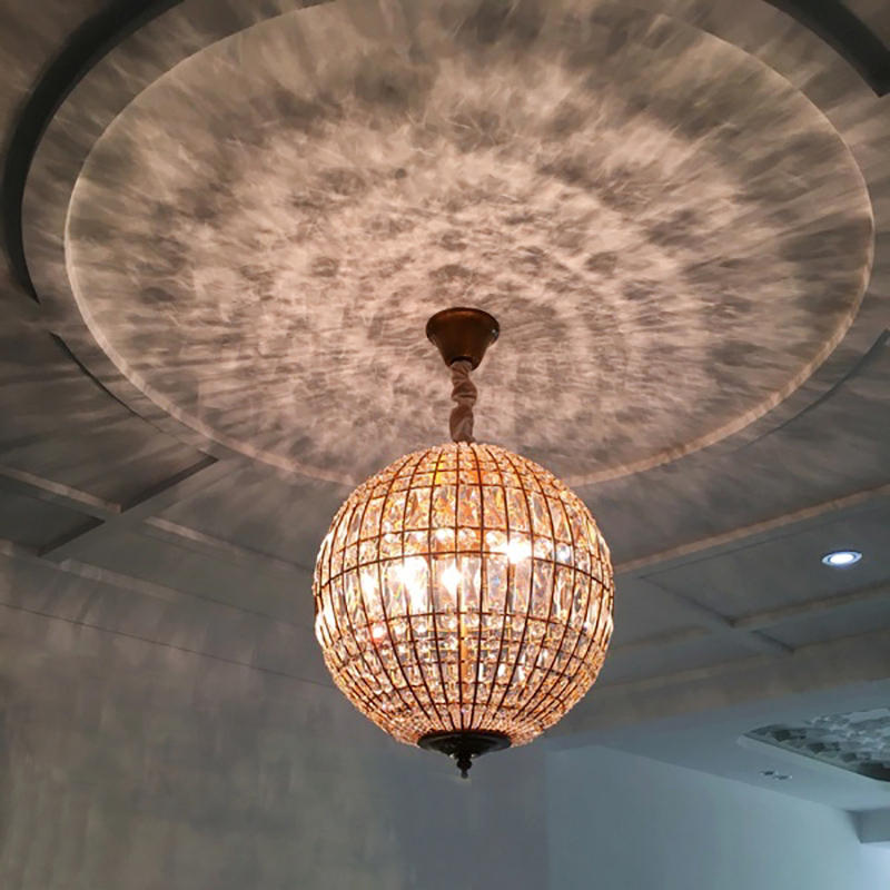 FUMAT American Style Round Crystal Chandelier Light Lustre K9 Hanging Ring Lamp for Living Room Dining Room Artistic - Gold