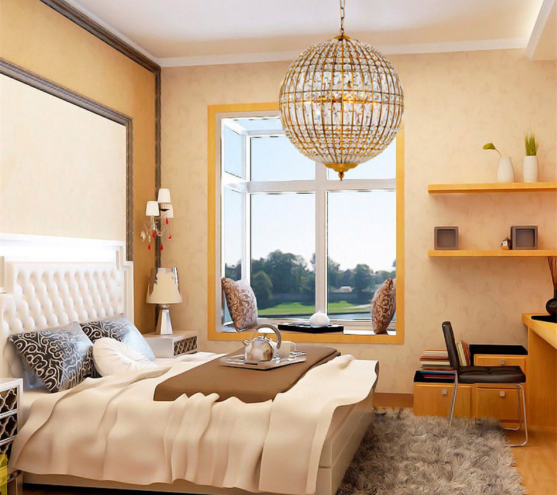 FUMAT American Style Round Crystal Chandelier Light Lustre K9 Hanging Ring Lamp for Living Room Dining Room Artistic - Gold