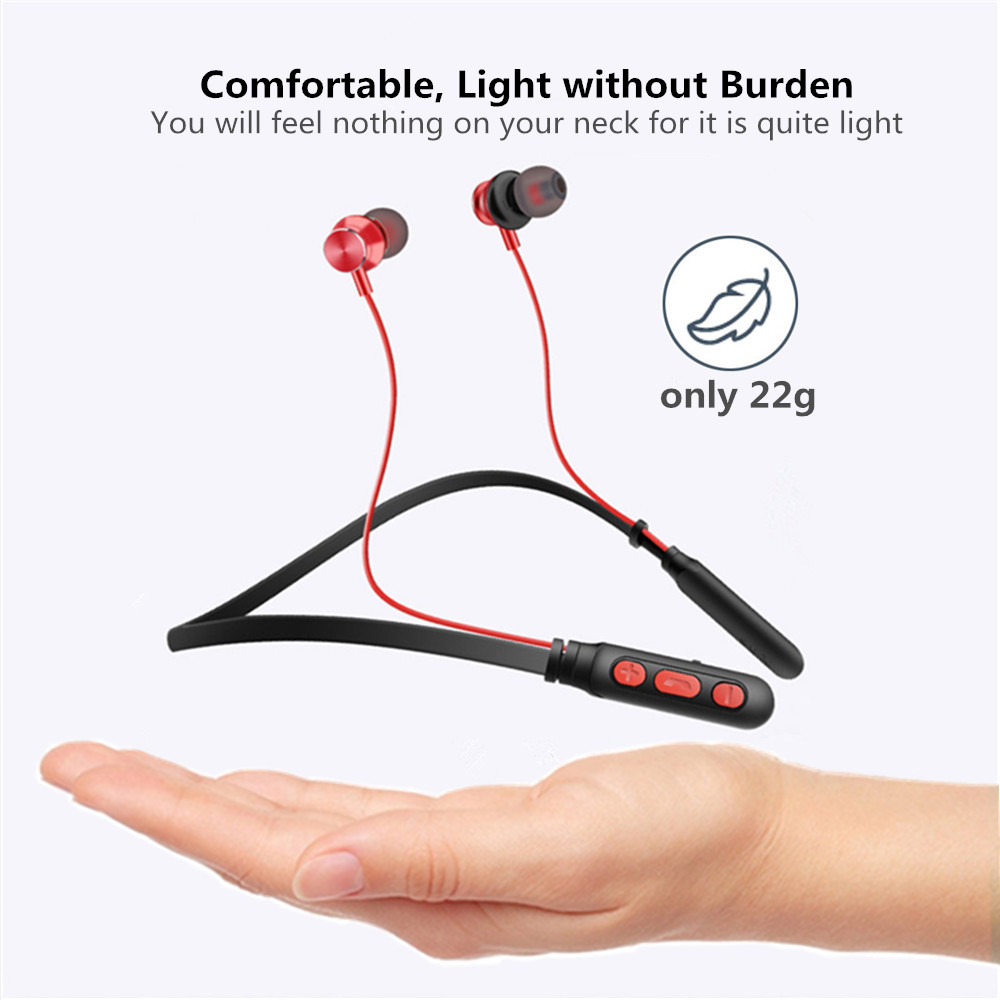 Binai B22S Neckband Wireless Bluetooth Earphone Magnetic Sports Waterproof - Black
